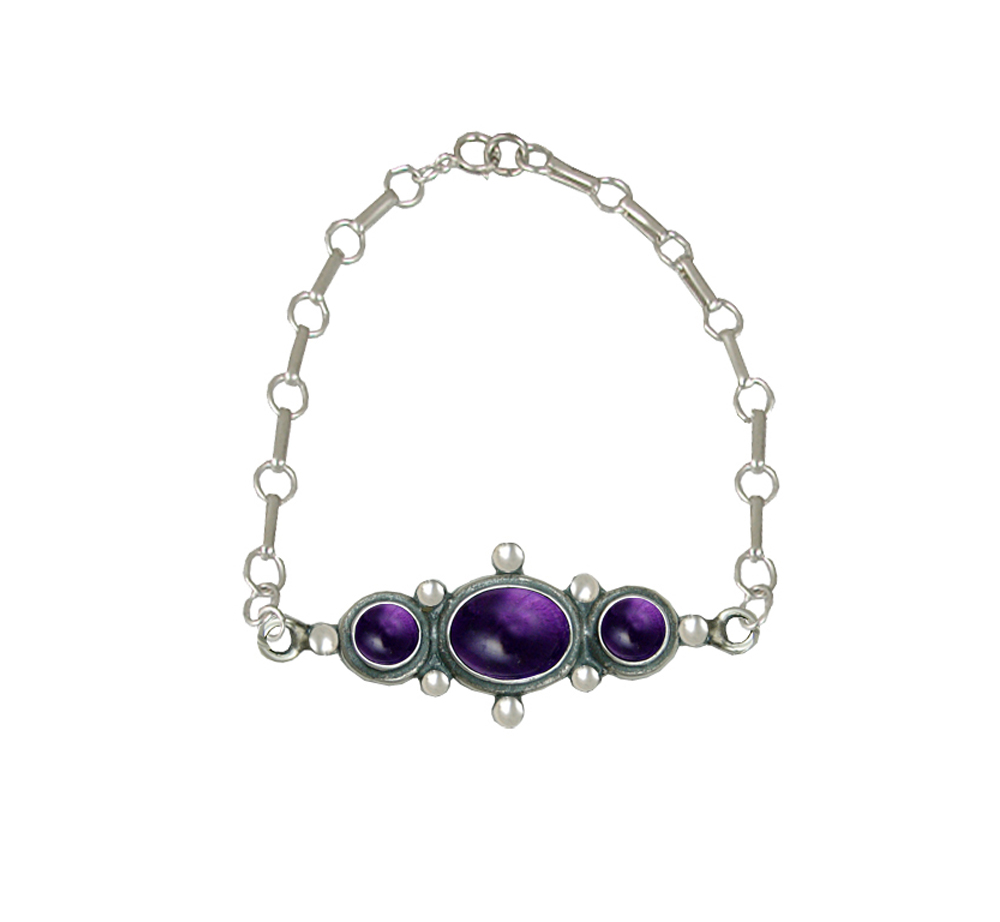 Sterling Silver Victorian Bracelet With Amethyst